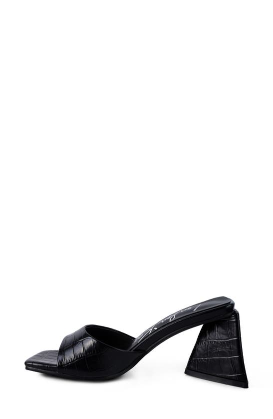 Shop London Rag Trinity Croc Embossed Triangle Block Heel Sandal In Black