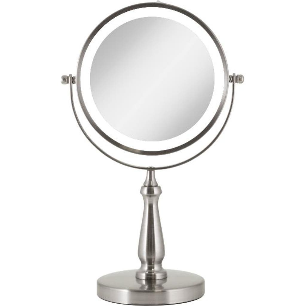 Zadro Lighted Makeup Mirror With 8x/1x Magnifications In Satin Nickel