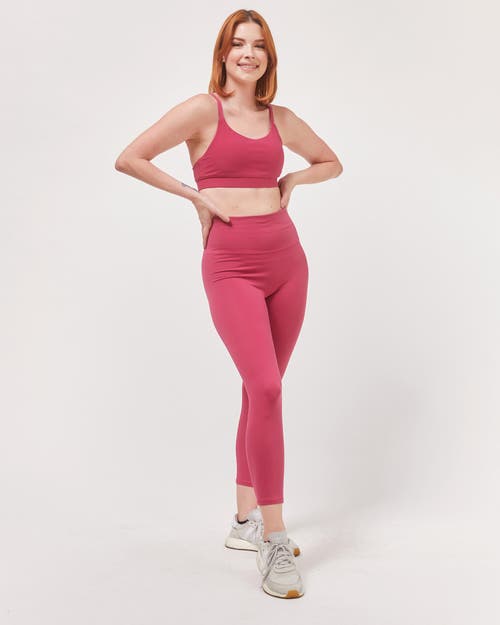 Rebody Active Hybrid Legging High Waist Crop Leggings 23" In Fuschia