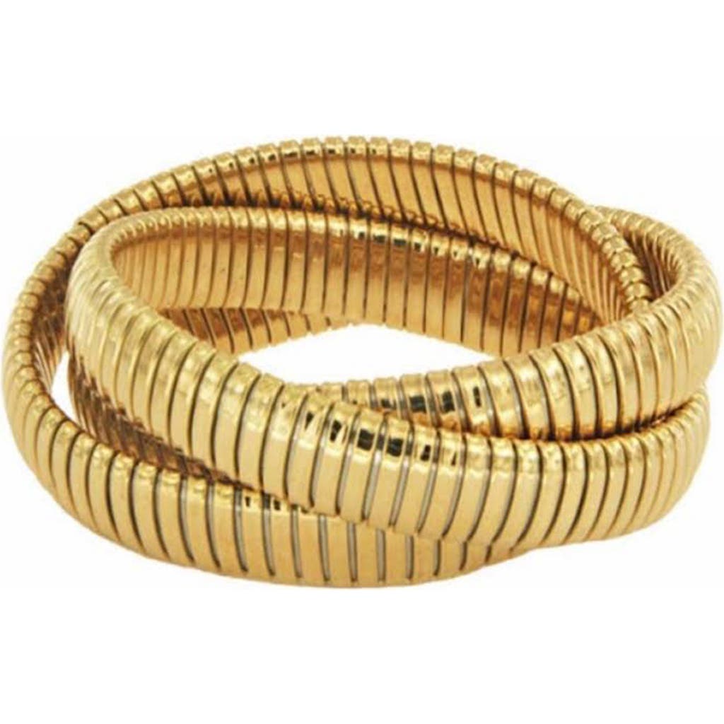 Jane Basch Designs Twisted Triple Strand Stretch Bracelet In Gold