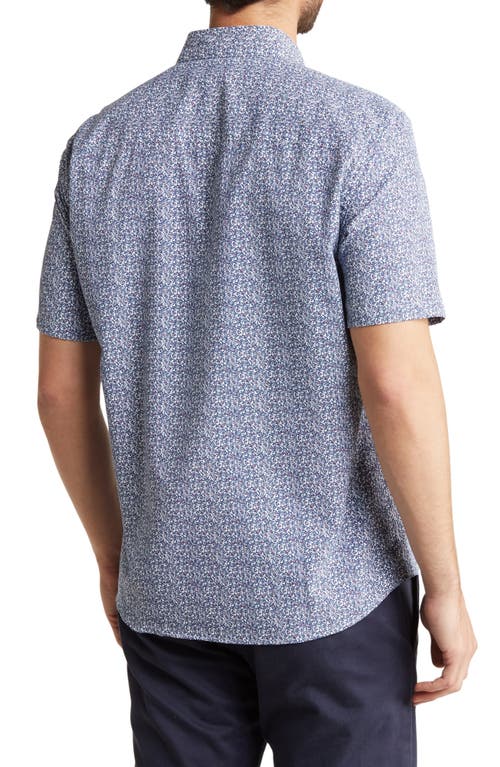 Shop Westzeroone Bowfin Short Sleeve Button-up Shirt In Blue/white