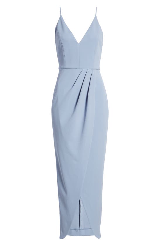 Wayf The Ines V-neck Tulip Gown In Dusty Blue