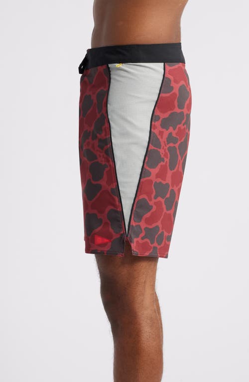 Florence F1 Airtex Gamma Water Repellent Board Shorts In Maroon Camo