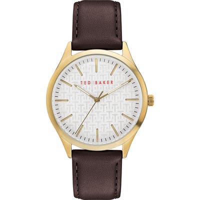 Ted Baker London Manhatt Leather Strap Watch, 40Mm