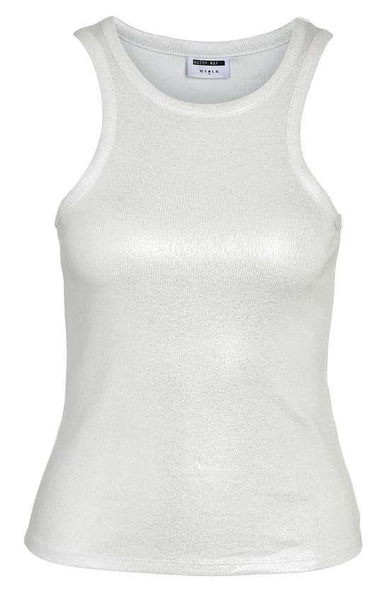 Shop Noisy May Maya Glitter Rib Tank In Bright White Aopsilver Lurex