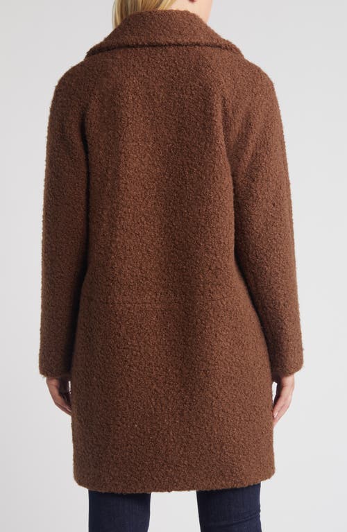 Shop Bcbg Walker Notch Lapel Longline Bouclé Coat In Coffee