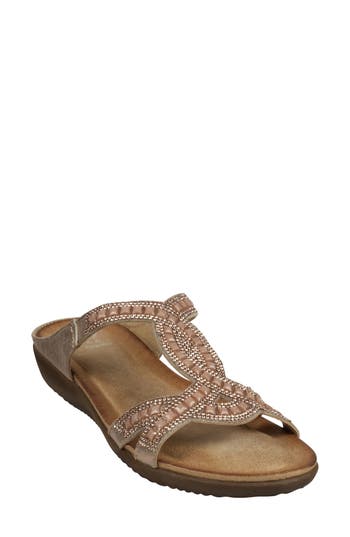 Good Choice New York Alora Embellished Slide Sandal In Rose Gold