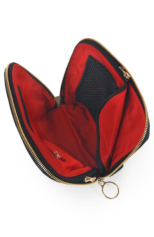 Shop Kusshi Signature Leather Makeup Bag In Camel Leather/red