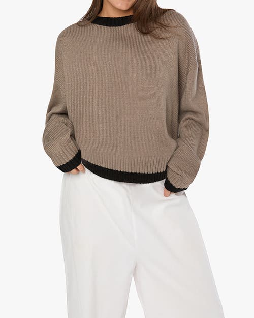 Shop Weworewhat Oversized Crew Neck Sweater In Stone/black