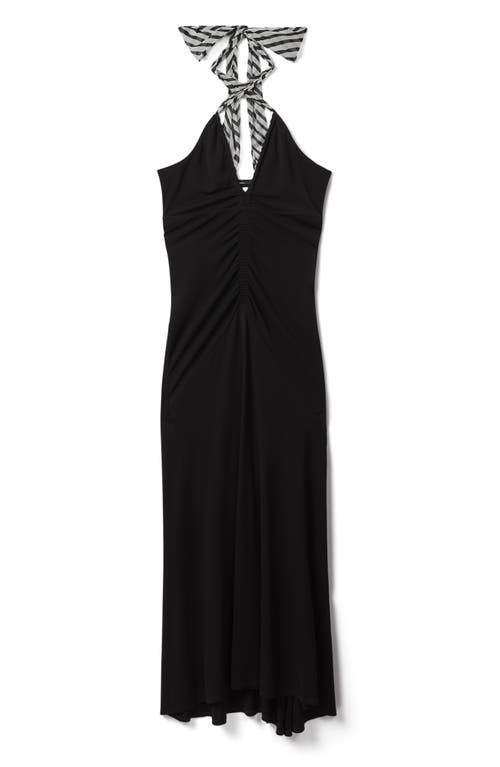 Reiss Iris Tie-neck Slim-fit Jersey Maxi Dress In Black