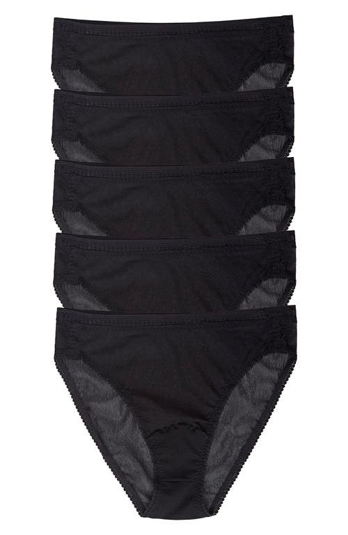 ON GOSSAMER ON GOSSAMER 5-PACK MESH HIGH CUT BRIEFS