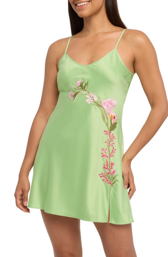 Shop Rya Collection Valencia Embroidered Chemise In Green Apple