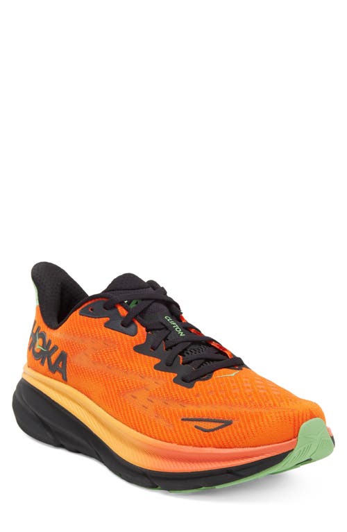 HOKA Clifton 9 Running Shoe in Flame /Vibrant Orange