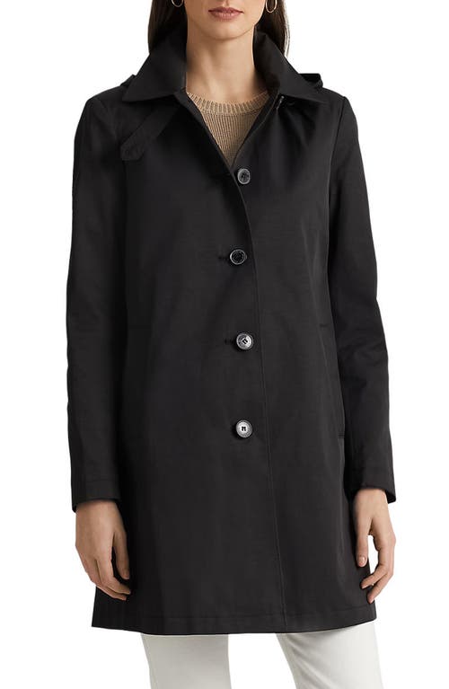 Lauren Ralph Lauren Balmacaan Single Breasted Raincoat in Black at Nordstrom, Size X-Small P
