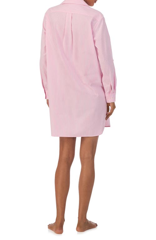 Ralph Lauren Plus Size Long-sleeve Roll-tab His Shirt Sleepshirt In Pink Stripe