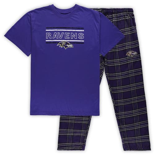 Men's Concepts Sport Purple/Black Baltimore Ravens Big & Tall Flannel Sleep Set