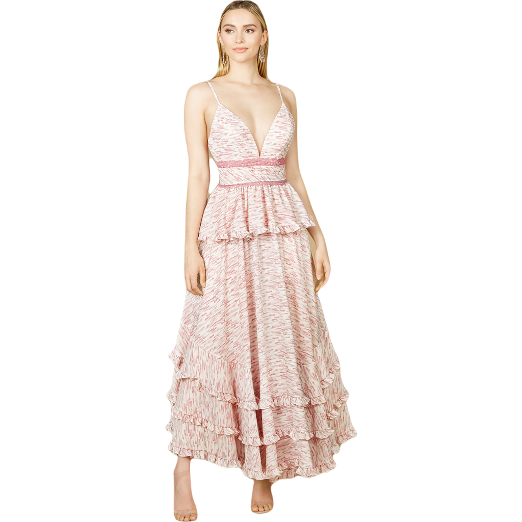 Lara New York Plunging V-neck Print Dress In Pink