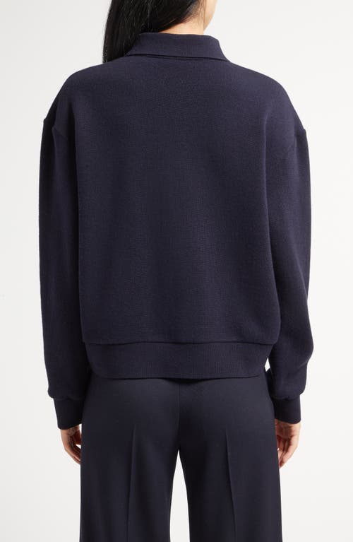 The Row Estee Quarter Zip Cashmere & Cotton Polo Sweater In Navy