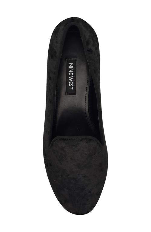 Nine West Renold Womens Block Heel Faux Suede Loafers In Black Velvet
