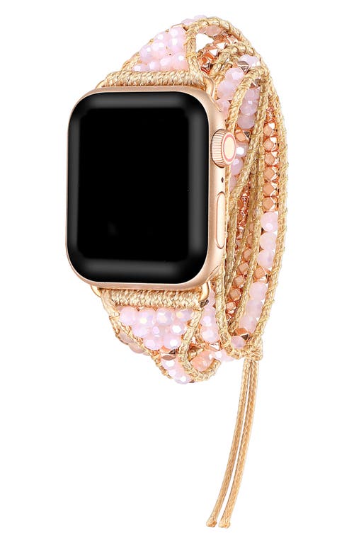 The Posh Tech Beaded Wrap Apple Watch® Watchband in Rose Gold /Pink