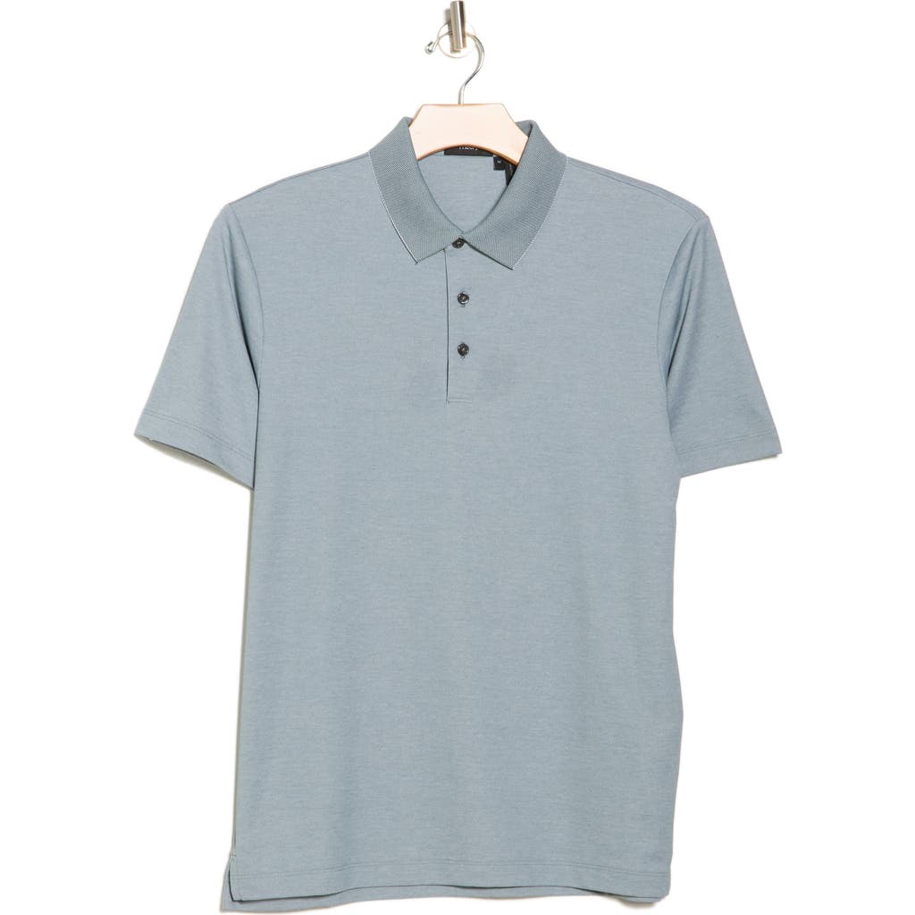 Theory Short Sleeve Polo In Balsam Green/white