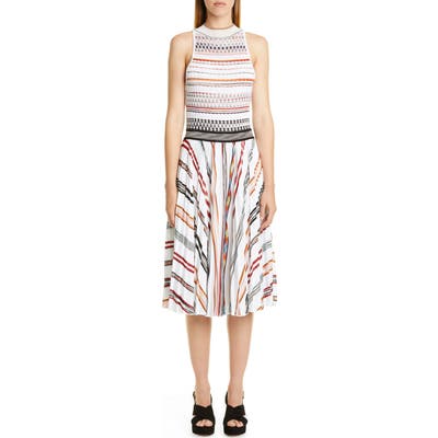 Missoni Stripe Pleat Sleeveless Knit Dress, US / 40 IT - White