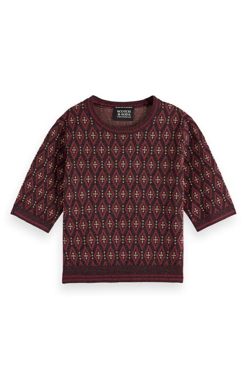 Scotch & Soda Short Sleeve Knit Top in Dark Bordeaux 