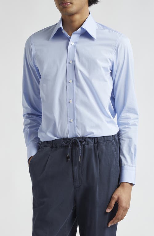 Thom Sweeney Stretch Poplin Button-Up Shirt Sky Blue at Nordstrom,