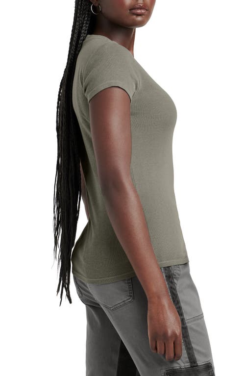 Splendid Kate Slub V Neck Tee In Soft Vintage Olive Branch