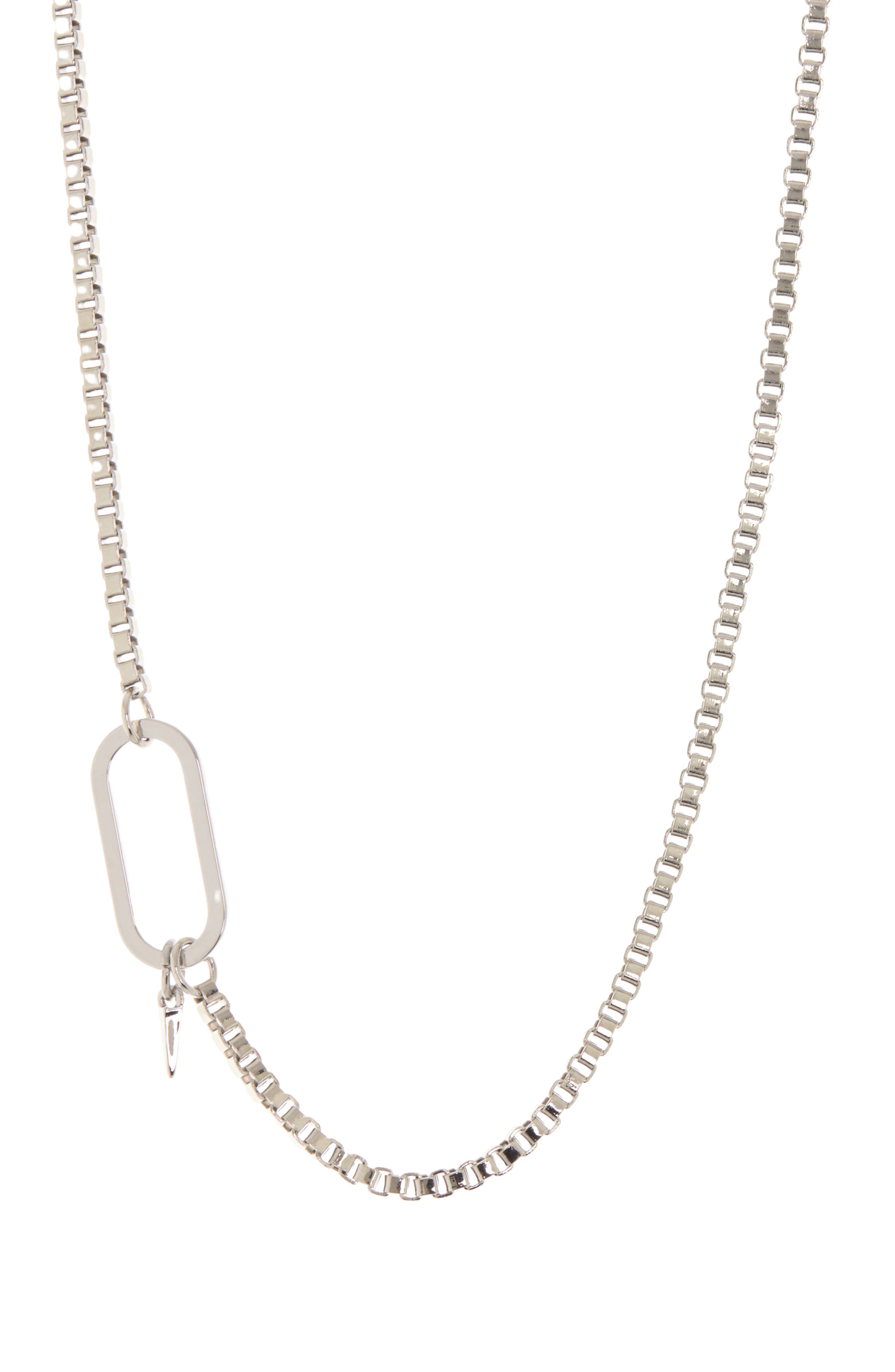 Abound Silver-tone Oval Station Chain Necklace