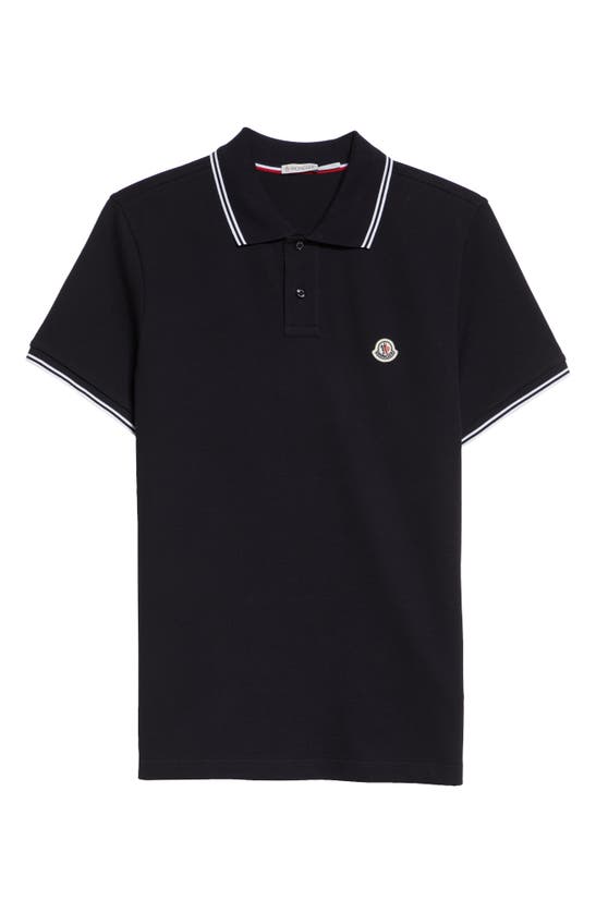 Moncler Cotton Polo Shirt In Navy