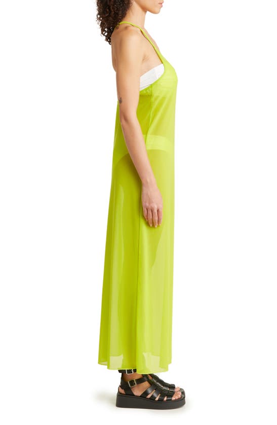 Mesh Cover-up Slipdress In Lime Punch