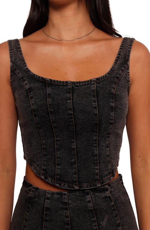 Petal And Pup Petal & Pup Mara Denim Corset Crop Top In Black