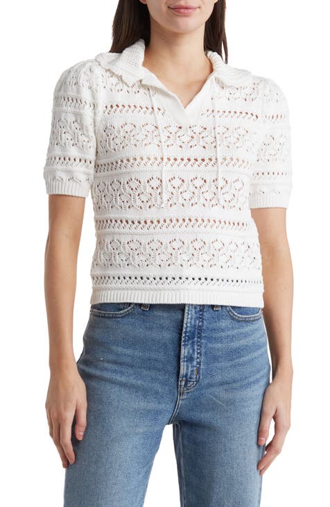 Cotton Crochet Pullover Polo