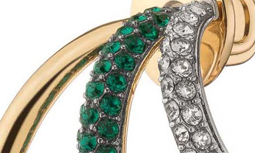 Shop Demarson Raisa Triple Hoop Earrings In Shiny Gold/hem/emerald