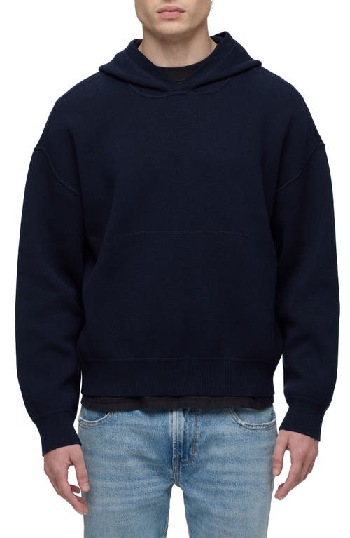 Shop Hudson Jeans Cotton & Cashmere Double Knit Hoodie In Dark Navy