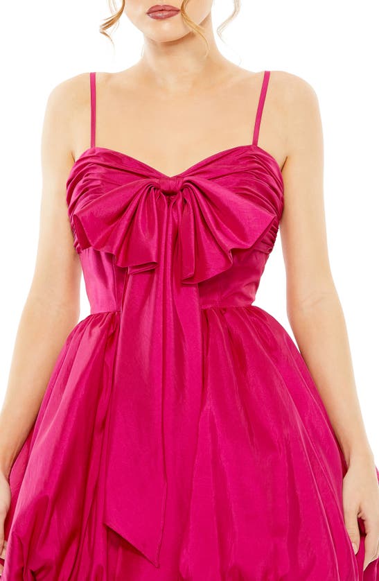 Shop Ieena For Mac Duggal Center Bow Bubble Hem Cocktail Dress In Fuchsia