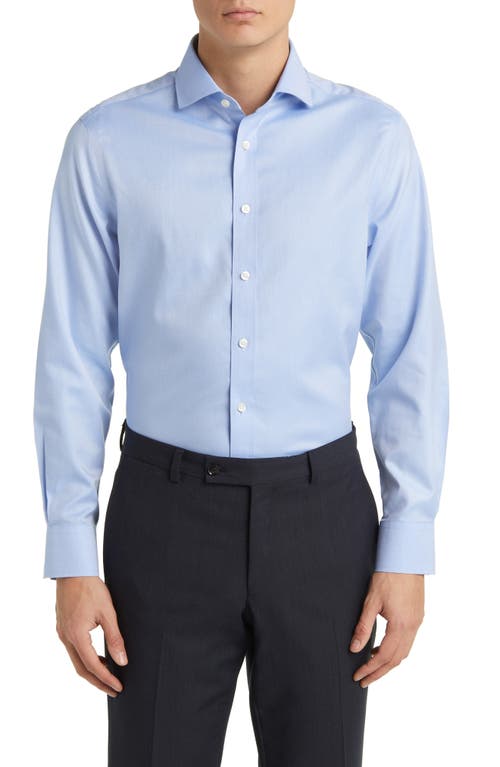 Slim Fit Non-Iron Solid Twill Dress Shirt in Cornflower Blue
