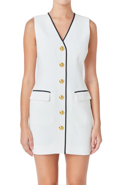 Endless Rose Sleeveless Button Front Minidress In Off White