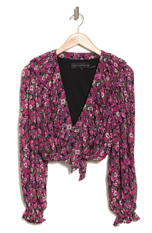 Shop Vici Collection Evangeline Floral Pleated Wrap Top In Black/pink Floral