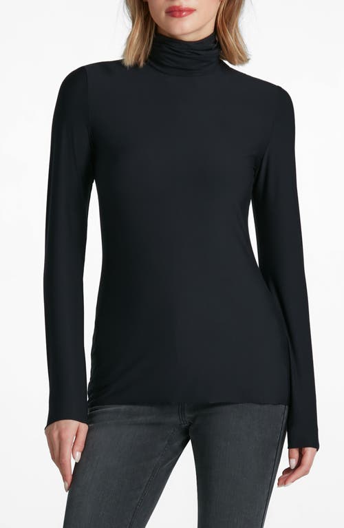 Shop Commando Butter Long Sleeve Turtleneck Top In Black