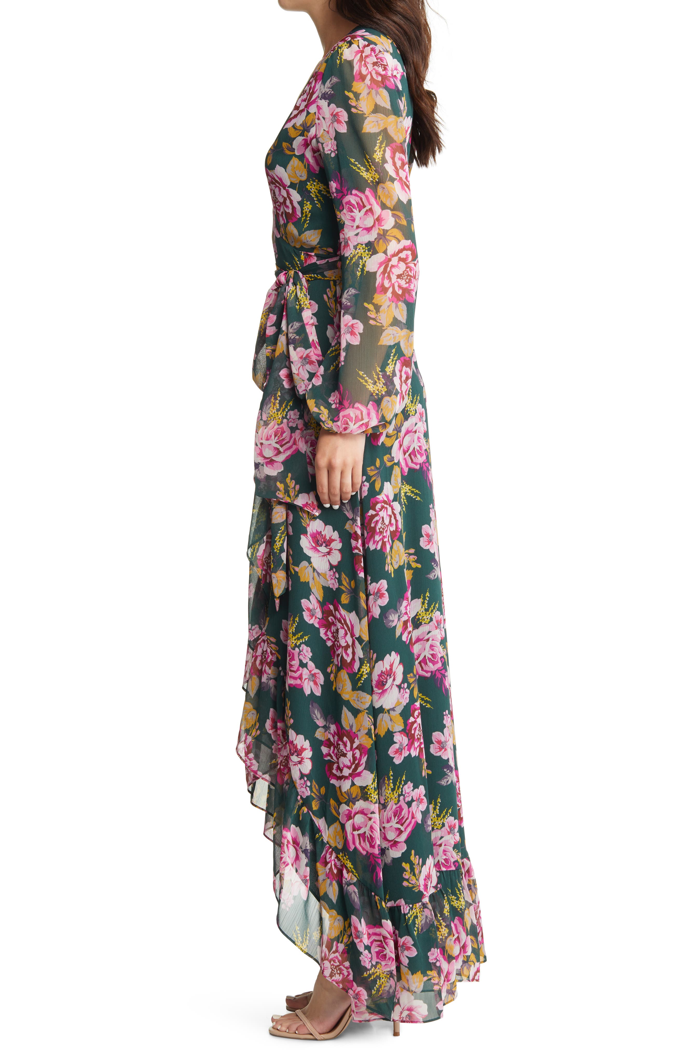 WAYF The Meryl Floral Long Sleeve Wrap 