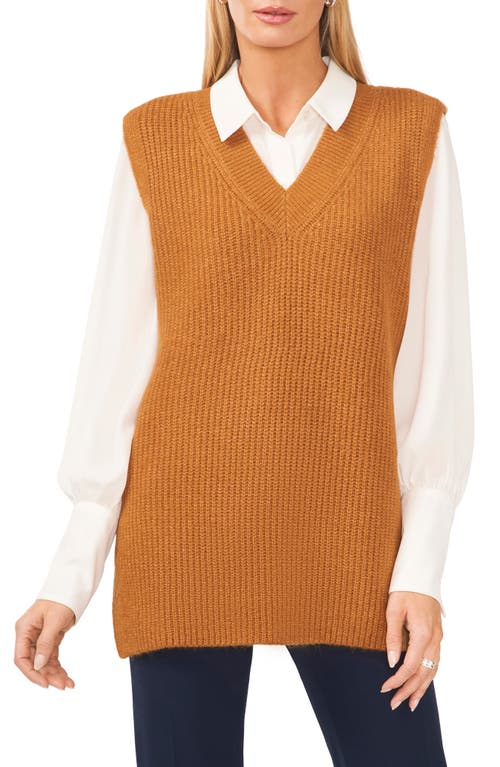halogen(r) V-neck Sweater Vest in Brown Sugar