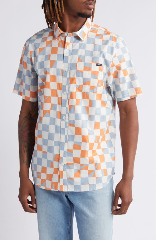 Vans Watson Checkerboard Short Sleeve Button-Up Shirt Marshmallow-Dusty Blue at Nordstrom,