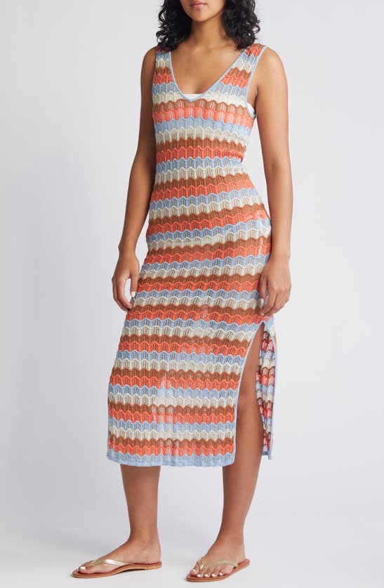 RIP CURL RIP CURL SANTORINI SUN POINTELLE STITCH SWEATER MIDI DRESS