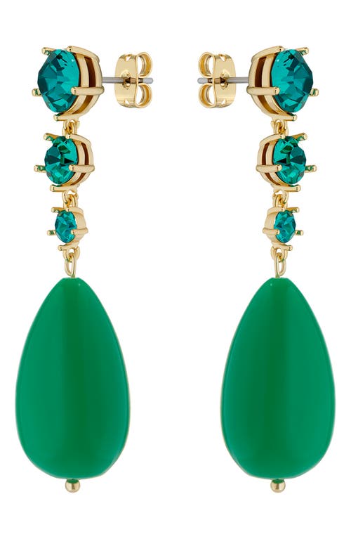 Shop Ted Baker London Pearsti Crystal Drop Earrings In Gold Tone/green/teal Crystal