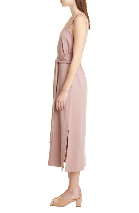 Vince Belted Square Neck Midi Dress In Dk Mauve Orchid