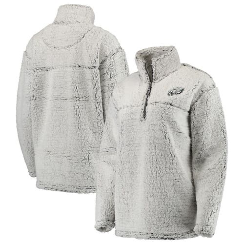 G-III 4HER BY CARL BANKS Women's Gray Philadelphia Eagles Sherpa Quarter-Zip Pullover Jacket