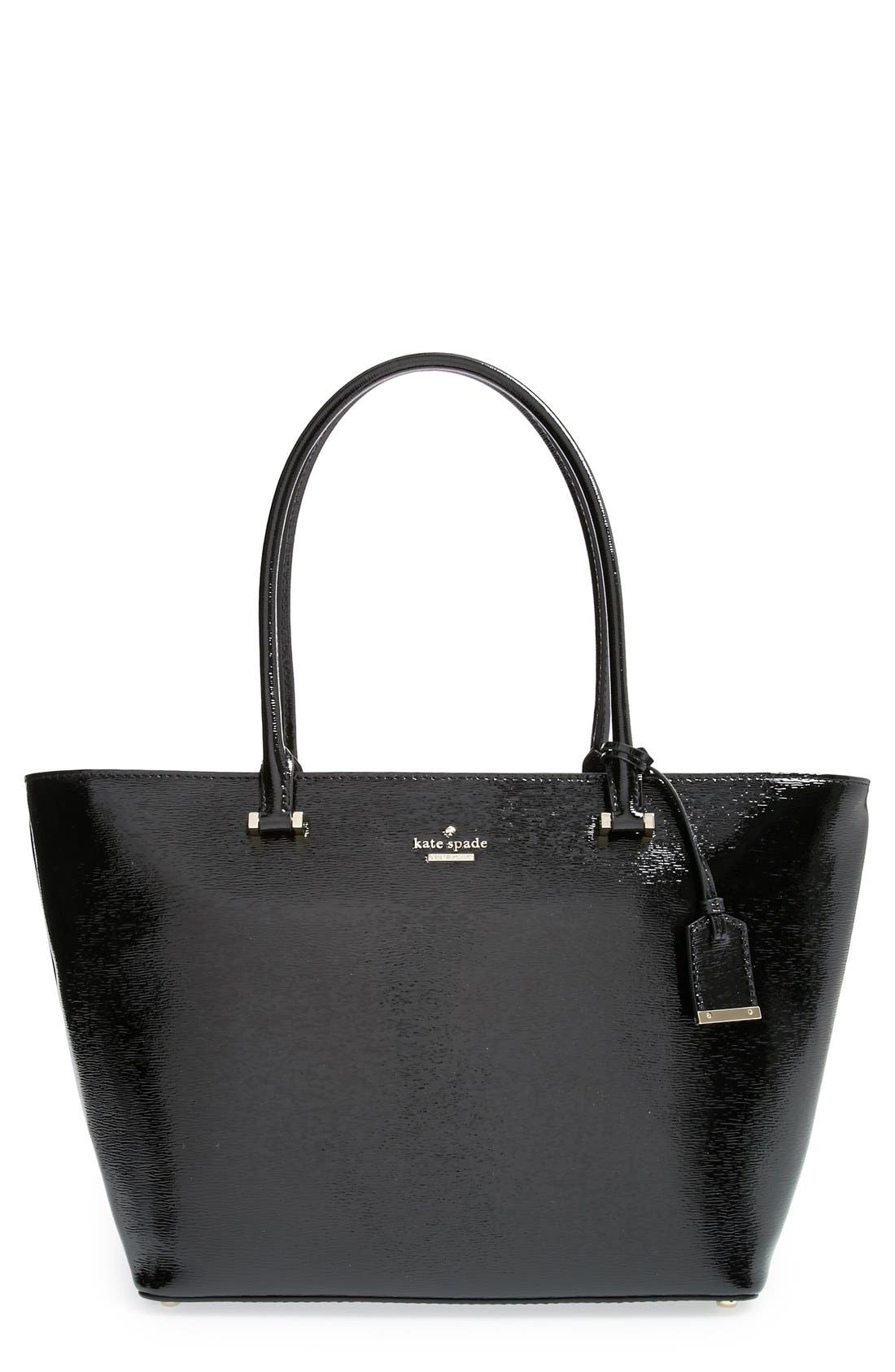 kate spade black patent leather tote