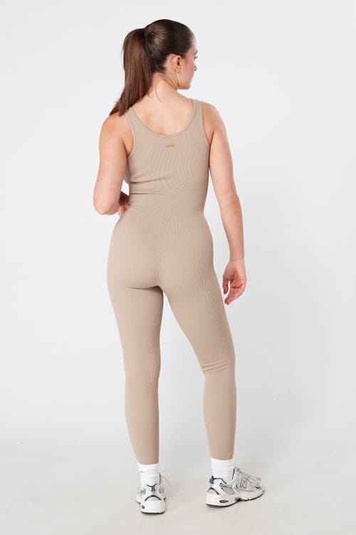 Shop Twill Active Recycled Seamless Rib Unitard In Mocha